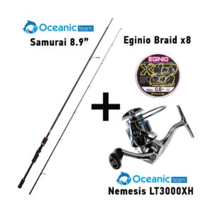 Set Full Eging Καλάμι Ψαρέματος Oceanic Team Samurai + Μηχανισμός Ψαρέματος Oceanic Team Nemesis LT3000XH + Nήμα Oceanic Team Eginio