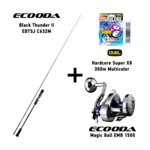 Set Slow jigging Καλάμι Ψαρέματος Ecooda Black Thunder II EBTSJ C632M + Μηχανισμός Ψαρέματος Ecooda Magic Ball EMB 1500 + Duel Hardcore Super X8 300m Multicolor
