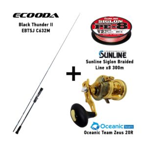 Set Slow jigging Καλάμι Ψαρέματος Ecooda Black Thunder II EBTSJ C632M + Μηχανισμός Ψαρέματος Oceanic Team Zeus 20R + Sunline Siglon Braided Fishing Line x8 300m