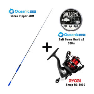 Set Slow jigging Καλάμι Ψαρέματος Oceanic Team Micro Ripper 60M + Μηχανισμός Ψαρέματος Ryobi Smap RG 5000 + Oceanic Team Salt Game Braid x8 300m
