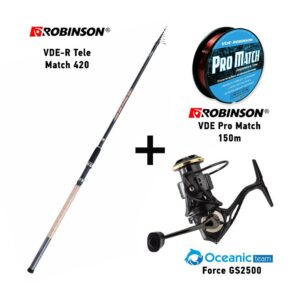 Set Matchfishing Καλάμι Ψαρέματος Robinson VDE-R Tele Match 420 + Μηχανισμός Ψαρέματος Oceanic Team Force GS2500 + Robinson Pro Match 150m